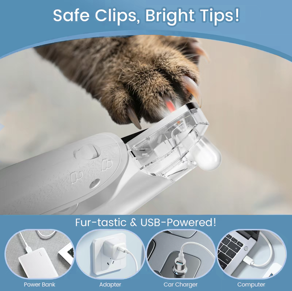Lexora™ Premium 2 In 1 Pet Nail Clippers With Led